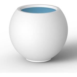imageKante Round Concrete Flower Pot 193 Inch Dia 14quot Opening Sphere Shape Design Planter with Drainage Hole and Rubber Plug for Outdoor Plants Weathered Concrete Finish with Warm Brown InteriorWhite