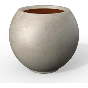 imageKante Round Concrete Flower Pot 193 Inch Dia 14quot Opening Sphere Shape Design Planter with Drainage Hole and Rubber Plug for Outdoor Plants Weathered Concrete Finish with Warm Brown InteriorWeathered Concrete