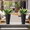 imageKante 18 Inch Tall Planter Set of 2 Round Spiral Textured Flower Pots Decorative Plant Pots for Outdoor Indoor Home Garden Patio BlackBlack