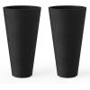 imageKante 18 Inch Tall Planter Set of 2 Round Spiral Textured Flower Pots Decorative Plant Pots for Outdoor Indoor Home Garden Patio BlackBlack