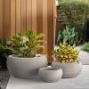 imageKante 115quot 159quot and 208quot Dia Round Concrete Planter Set of 3 Outdoor Indoor Garden Pots for Plants with Draiange Hole Ideal for Patio Garden Porch WhiteWeathered Concrete