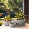 imageKante 115quot 159quot and 208quot Dia Round Concrete Planter Set of 3 Outdoor Indoor Garden Pots for Plants with Draiange Hole Ideal for Patio Garden Porch WhiteWeathered Concrete