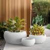 imageKante 115quot 159quot and 208quot Dia Round Concrete Planter Set of 3 Outdoor Indoor Garden Pots for Plants with Draiange Hole Ideal for Patio Garden Porch WhiteWhite