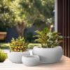 imageKante 115quot 159quot and 208quot Dia Round Concrete Planter Set of 3 Outdoor Indoor Garden Pots for Plants with Draiange Hole Ideal for Patio Garden Porch WhiteWhite