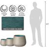 imageKante 125quot Dia Round Concrete Planter Curva Style Garden Pot with Drainage Hole for Indoor ampamp Outdoor Plants Ideal for Tree Flowers Shrubs White Finish with Aqua Blue InteriorWeathered Concrete