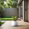 imageKante 125quot Dia Round Concrete Planter Curva Style Garden Pot with Drainage Hole for Indoor ampamp Outdoor Plants Ideal for Tree Flowers Shrubs White Finish with Aqua Blue InteriorWhite