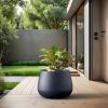 imageKante 125quot Dia Round Concrete Planter Curva Style Garden Pot with Drainage Hole for Indoor ampamp Outdoor Plants Ideal for Tree Flowers Shrubs White Finish with Aqua Blue InteriorCharcoal