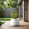 imageKante 125quot Dia Round Concrete Planter Curva Style Garden Pot with Drainage Hole for Indoor ampamp Outdoor Plants Ideal for Tree Flowers Shrubs White Finish with Aqua Blue InteriorWhite