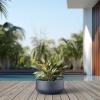 imageKante 142quot Dia Round Curvy Concrete Planter Large Plant Pots with Drainage Hole for Indoor Outdoor Plants Flower Pot for Home Garden Patio Porch White Finish with Aqua Blue InteriorCharcoal
