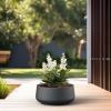 imageKante 142quot Dia Round Curvy Concrete Planter Large Plant Pots with Drainage Hole for Indoor Outdoor Plants Flower Pot for Home Garden Patio Porch White Finish with Aqua Blue InteriorBlack