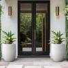 imageKante 165 Inch Tall Concrete Planter Large Indoor Outdoor Plant Pot with Drainage Smooth White Finish with Aqua Blue Interior Ideal for Porch Home Garden PatioWhite