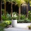 imageKante 165 Inch Tall Concrete Planter Large Indoor Outdoor Plant Pot with Drainage Smooth White Finish with Aqua Blue Interior Ideal for Porch Home Garden PatioWhite