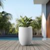 imageKante 165 Inch Tall Concrete Planter Large Indoor Outdoor Plant Pot with Drainage Smooth White Finish with Aqua Blue Interior Ideal for Porch Home Garden PatioWhite