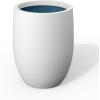 imageKante 165 Inch Tall Concrete Planter Large Indoor Outdoor Plant Pot with Drainage Smooth White Finish with Aqua Blue Interior Ideal for Porch Home Garden PatioWhite