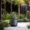 imageKante Round Concrete Planter 138 Inch Dia ClassicStyle Large Pot with Drainage White Finish with Aqua Blue Interior for Indoor ampamp Outdoor Plants Home Patio and GardenCharcoal