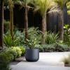 imageKante Round Concrete Planter 138 Inch Dia ClassicStyle Large Pot with Drainage White Finish with Aqua Blue Interior for Indoor ampamp Outdoor Plants Home Patio and GardenCharcoal