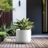 imageKante Round Concrete Planter 138 Inch Dia ClassicStyle Large Pot with Drainage White Finish with Aqua Blue Interior for Indoor ampamp Outdoor Plants Home Patio and GardenWhite