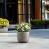 imageKante Round Concrete Planter 9 Inch Dia ClassicStyle Large Pot with Drainage White Finish with Aqua Blue Interior for Indoor ampamp Outdoor Plants Home Patio and GardenWeathered Concrete