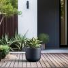 imageKante Round Concrete Planter 9 Inch Dia ClassicStyle Large Pot with Drainage White Finish with Aqua Blue Interior for Indoor ampamp Outdoor Plants Home Patio and GardenCharcoal