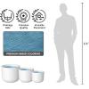 imageKante Round Concrete Planter 9 Inch Dia ClassicStyle Large Pot with Drainage White Finish with Aqua Blue Interior for Indoor ampamp Outdoor Plants Home Patio and GardenWhite