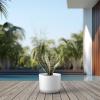 imageKante Round Concrete Planter 9 Inch Dia ClassicStyle Large Pot with Drainage White Finish with Aqua Blue Interior for Indoor ampamp Outdoor Plants Home Patio and GardenWhite