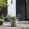 imageKante Round Concrete Planter 9 Inch Dia ClassicStyle Large Pot with Drainage White Finish with Aqua Blue Interior for Indoor ampamp Outdoor Plants Home Patio and GardenWeathered Concrete