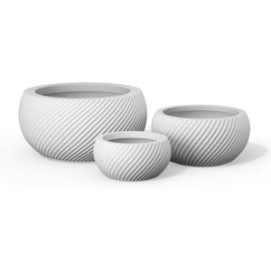 imageKante 115quot 159quot and 208quot Dia Round Concrete Planter Set of 3 Outdoor Indoor Garden Pots for Plants with Draiange Hole Ideal for Patio Garden Porch WhiteWhite