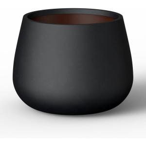 imageKante 125quot Dia Round Concrete Planter Curva Style Garden Pot with Drainage Hole for Indoor ampamp Outdoor Plants Ideal for Tree Flowers Shrubs White Finish with Aqua Blue InteriorBlack