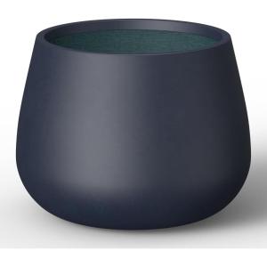 imageKante 125quot Dia Round Concrete Planter Curva Style Garden Pot with Drainage Hole for Indoor ampamp Outdoor Plants Ideal for Tree Flowers Shrubs White Finish with Aqua Blue InteriorCharcoal