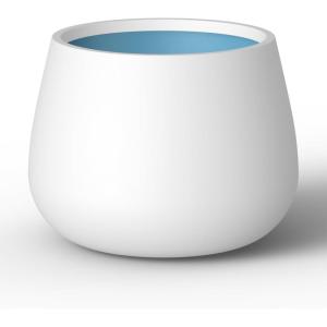 imageKante 125quot Dia Round Concrete Planter Curva Style Garden Pot with Drainage Hole for Indoor ampamp Outdoor Plants Ideal for Tree Flowers Shrubs White Finish with Aqua Blue InteriorWhite