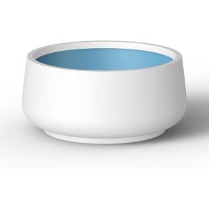 imageKante 142quot Dia Round Curvy Concrete Planter Large Plant Pots with Drainage Hole for Indoor Outdoor Plants Flower Pot for Home Garden Patio Porch White Finish with Aqua Blue InteriorWhite
