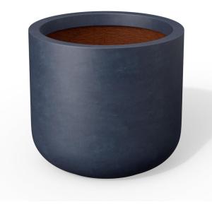 imageKante Round Concrete Planter 138 Inch Dia ClassicStyle Large Pot with Drainage White Finish with Aqua Blue Interior for Indoor ampamp Outdoor Plants Home Patio and GardenCharcoal