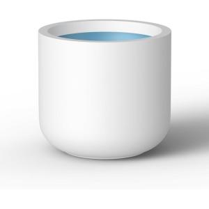 imageKante Round Concrete Planter 138 Inch Dia ClassicStyle Large Pot with Drainage White Finish with Aqua Blue Interior for Indoor ampamp Outdoor Plants Home Patio and GardenWhite