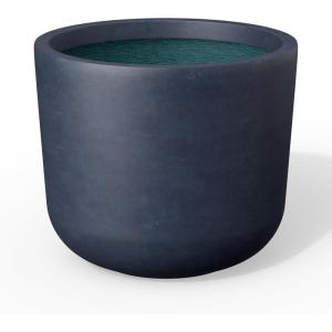 imageKante Round Concrete Planter 9 Inch Dia ClassicStyle Large Pot with Drainage White Finish with Aqua Blue Interior for Indoor ampamp Outdoor Plants Home Patio and GardenCharcoal