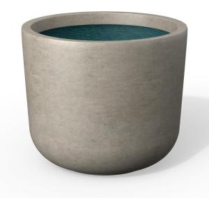 imageKante Round Concrete Planter 9 Inch Dia ClassicStyle Large Pot with Drainage White Finish with Aqua Blue Interior for Indoor ampamp Outdoor Plants Home Patio and GardenWeathered Concrete