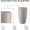 imageKante 236quot H Charcoal Concrete Tall Planters Set of 2 Large Outdoor Indoor Decorative Plant Pots with Drainage Hole and Rubber Plug Modern Style for Home and GardenWeathered Concrete