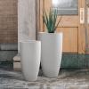 imageKante 236quot H Charcoal Concrete Tall Planters Set of 2 Large Outdoor Indoor Decorative Plant Pots with Drainage Hole and Rubber Plug Modern Style for Home and GardenPure White