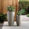 imageKante 236quot H Charcoal Concrete Tall Planters Set of 2 Large Outdoor Indoor Decorative Plant Pots with Drainage Hole and Rubber Plug Modern Style for Home and GardenWeathered Concrete