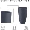 imageKante 236quot H Charcoal Concrete Tall Planters Set of 2 Large Outdoor Indoor Decorative Plant Pots with Drainage Hole and Rubber Plug Modern Style for Home and GardenCharcoal