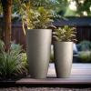 imageKante 236quot H Charcoal Concrete Tall Planters Set of 2 Large Outdoor Indoor Decorative Plant Pots with Drainage Hole and Rubber Plug Modern Style for Home and GardenWeathered Concrete