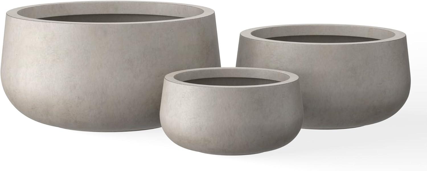 imageKante 196quot157quot118quot Dia Round Concrete Planters Set of 3 Outdoor Indoor Large Plant Pots with Drainage Hole Modern Curvaceous Design Weathered ConcreteIron Oxide
