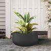 imageKante 196quot157quot118quot Dia Round Concrete Planters Set of 3 Outdoor Indoor Large Plant Pots with Drainage Hole Modern Curvaceous Design Weathered ConcreteBlack