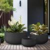 imageKante 196quot157quot118quot Dia Round Concrete Planters Set of 3 Outdoor Indoor Large Plant Pots with Drainage Hole Modern Curvaceous Design Weathered ConcreteBlack
