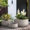 imageKante 196quot157quot118quot Dia Round Concrete Planters Set of 3 Outdoor Indoor Large Plant Pots with Drainage Hole Modern Curvaceous Design Weathered ConcreteWeathered Concrete