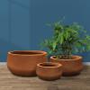 imageKante 196quot157quot118quot Dia Round Concrete Planters Set of 3 Outdoor Indoor Large Plant Pots with Drainage Hole Modern Curvaceous Design Weathered ConcreteIron Oxide