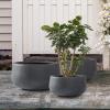 imageKante 196quot157quot118quot Dia Round Concrete Planters Set of 3 Outdoor Indoor Large Plant Pots with Drainage Hole Modern Curvaceous Design Weathered ConcreteCharcoal