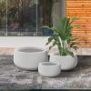imageKante 196quot157quot118quot Dia Round Concrete Planters Set of 3 Outdoor Indoor Large Plant Pots with Drainage Hole Modern Curvaceous Design Weathered ConcretePure White