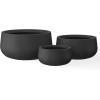 imageKante 196quot157quot118quot Dia Round Concrete Planters Set of 3 Outdoor Indoor Large Plant Pots with Drainage Hole Modern Curvaceous Design Weathered ConcreteBlack