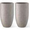 imageKante 24 Inch Tall Round Concrete Planter 2 Pack Large Indoor Outdoor Plant Pots with Drainage Hole and Rubber Plug Modern Decorative Garden Pots for Home Patio Porch Weathered ConcreteWeathered Concrete
