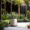 imageKante Large Round Concrete Planter 173quot Dia ClassicStyle Plant Pot with Drainage Hole Ideal for Home Patio Garden Flowers Trees Weathered Concrete Finish with Warm Brown InteriorWeathered Concrete